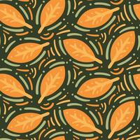 nahtlos Muster Grün Orange Blatt Pflanze kreativ Design Hintergrund Vektor Illustration