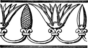 Assyrer Ornament ist ein wiederholen Band Motiv mit Kiefer Zapfen Jahrgang Gravur. vektor
