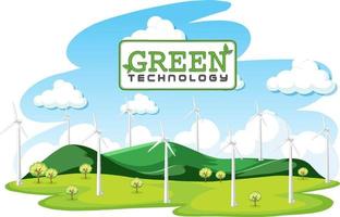 grön energi som genereras av vindkraftverk vektor