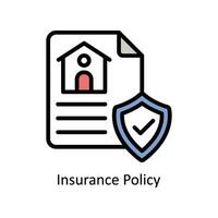 försäkring politik vektor fylld översikt ikon design illustration. företag och förvaltning symbol på vit bakgrund eps 10 fil