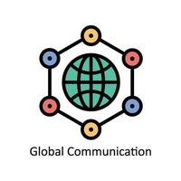 global kommunikation vektor fylld översikt ikon design illustration. företag och förvaltning symbol på vit bakgrund eps 10 fil