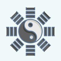 ikon yin yang. relaterad till kinesisk ny år symbol. klotter stil. enkel design redigerbar. enkel illustration vektor