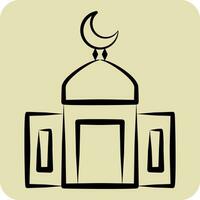Symbol Moschee. verbunden zu Ramadan Symbol. Hand gezeichnet Stil. einfach Design editierbar. einfach Illustration vektor