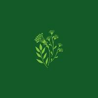 grön blom med löv logotyp vektor