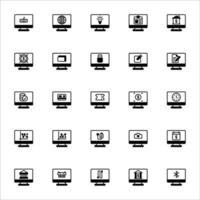 Monitor Symbol einstellen gefüllt schwarz Stil. Symbole einstellen Sammlung vektor
