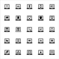 app bärbar dator ikon uppsättning. fylld svart ikon stil samling. som innehåller ikoner. vektor