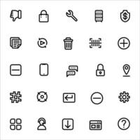användare gränssnitt ikon uppsättning. linje ikon samling. som innehåller kalender, megafon, moln, larm och mikrofon ikoner. vektor