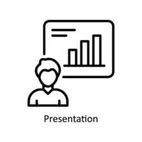 presentation vektor översikt ikon design illustration. företag och förvaltning symbol på vit bakgrund eps 10 fil