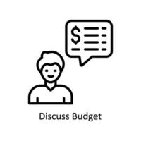 diskutera budget vektor översikt ikon design illustration. företag och förvaltning symbol på vit bakgrund eps 10 fil