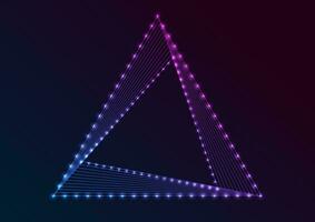 blå lila lysande neon linjär triangel abstrakt tech bakgrund vektor