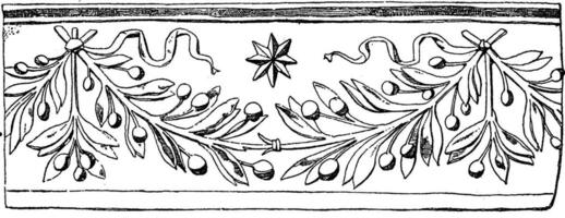grav av beatrice och lavinia ponzetti girland är en blad girland hittades i st. maria della takt, årgång gravyr. vektor