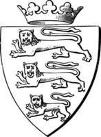 Krone und Schild von Henry iii von England Jahrgang Gravur. vektor