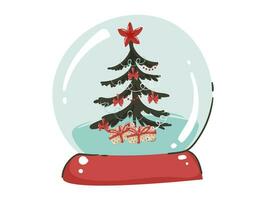 Weihnachten Baum Innerhalb ein Glas Globus mit die Geschenke vektor