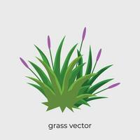 Gras Illustration im eben Stil Single Vektor mit Blumen