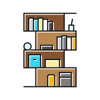 Bücherregal Leben Zimmer Farbe Symbol Vektor Illustration