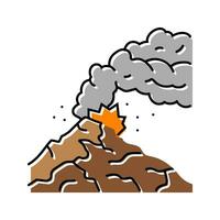 aktiv Vulkan Lava Farbe Symbol Vektor Illustration