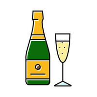 champagne dryck flaska Färg ikon vektor illustration
