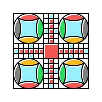 pachisi Tafel und Stücke Farbe Symbol Vektor Illustration