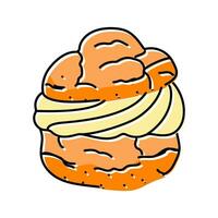 Vanille Sahne Puff Essen Snack Farbe Symbol Vektor Illustration
