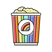 Süss Regenbogen Popcorn Essen Farbe Symbol Vektor Illustration