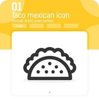 taco mexikansk mat vektor ikon med linje färg stil isolerad på vit bakgrund. illustration trendigt element tunn linje färg tecken symbol ikon för ui, ux, webbplats, mat, logotyp, mobilappar och projekt