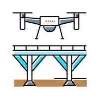 Brücke Inspektion Drohne Farbe Symbol Vektor Illustration