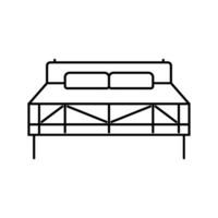 Bett Schlafzimmer Innere Linie Symbol Vektor Illustration