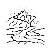 Katastrophe Vulkan Eruption Linie Symbol Vektor Illustration