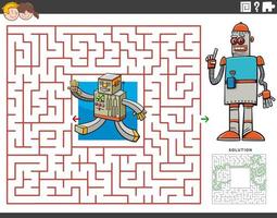 Labyrinth-Lernspiel mit Cartoon-Robotern vektor