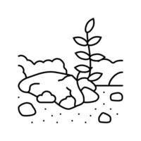 sten trädgård verktyg linje ikon vektor illustration