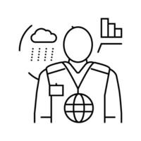 Meteorologen Arbeiter Linie Symbol Vektor Illustration