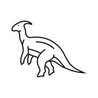 parasaurolophus dinosaurie djur- linje ikon vektor illustration