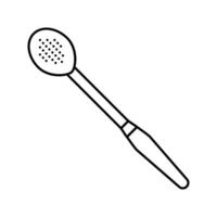 geschlitzt Löffel Küche Kochgeschirr Linie Symbol Vektor Illustration