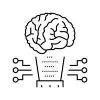 mänsklig hjärna simulering framtida teknologi linje ikon vektor illustration
