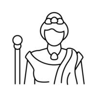 hera grekisk Gud mytologi linje ikon vektor illustration