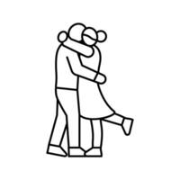 Paar küssen Liebe Linie Symbol Vektor Illustration
