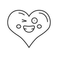 Herz Lächeln Charakter Linie Symbol Vektor Illustration
