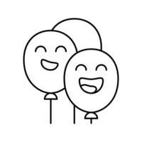 Luftballons Lächeln Charakter Linie Symbol Vektor Illustration