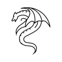 Drachen tätowieren Kunst Jahrgang Linie Symbol Vektor Illustration