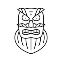 kagura dansa mask shintoismen linje ikon vektor illustration
