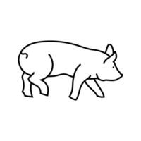 Laufen Schwein Bauernhof Linie Symbol Vektor Illustration