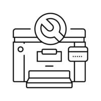 Drucker Festsetzung Reparatur Computer Linie Symbol Vektor Illustration