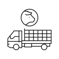 Schwein Transport LKW Linie Symbol Vektor Illustration