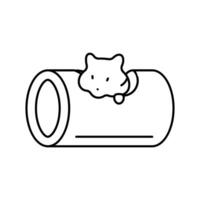 Hamster im Tunnel Haustier Linie Symbol Vektor Illustration