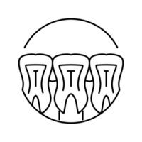 x Strahl Dental Verfahren Linie Symbol Vektor Illustration