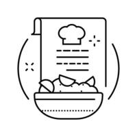 recept skapande restaurang kock linje ikon vektor illustration