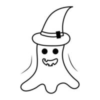 Handgezeichneter Halloween-Geist in einem magischen Hut-Doodle-Symbol. vektor