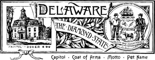 das Zustand Banner von Delaware das Diamant Zustand Jahrgang Illustration vektor