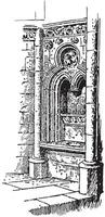 Fenstella im das Kirche von Norrey, Jahrgang Gravur. vektor