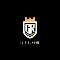 Initiale GR Logo mit Schild, Esport Spielen Logo Monogramm Stil vektor